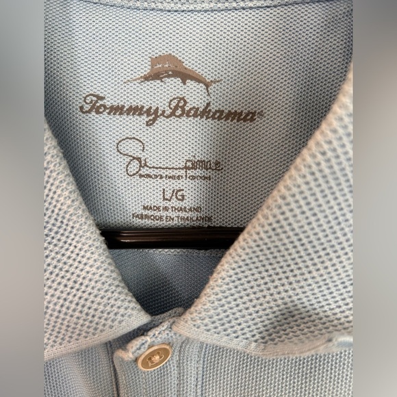 Tommy Bahama Large Men’s Supima Cotton Poly Blend Light Blue Polo - Picture 3 of 6